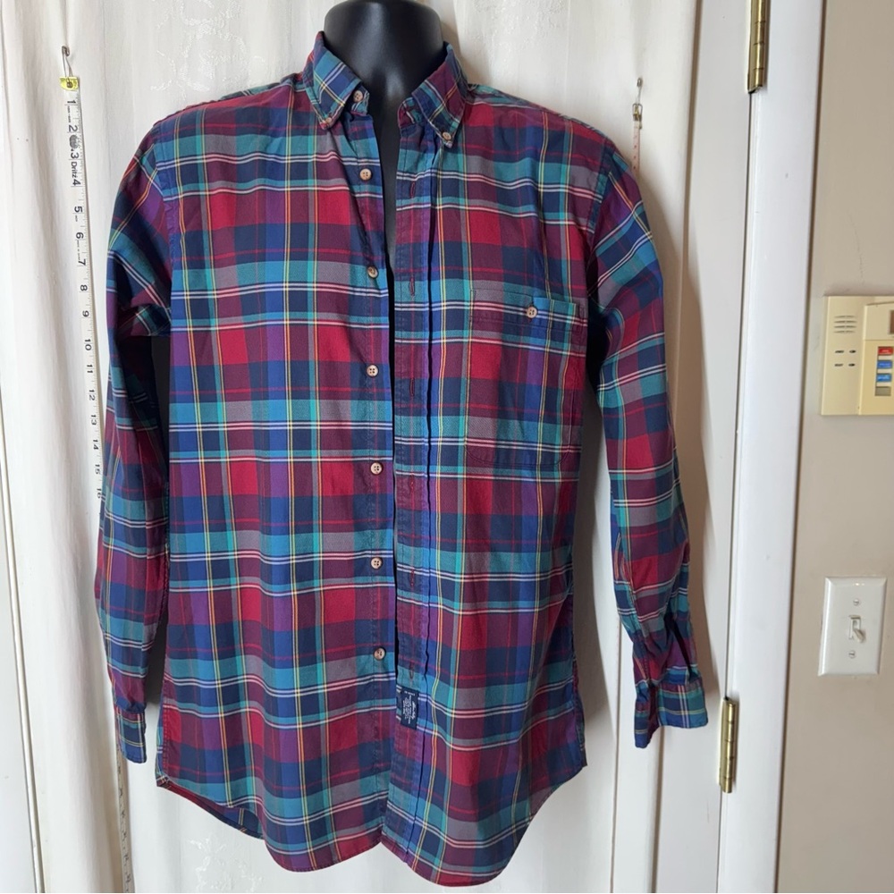 Vintage Allen Solly Men's Pinpoint Oxford Plaid Shirt